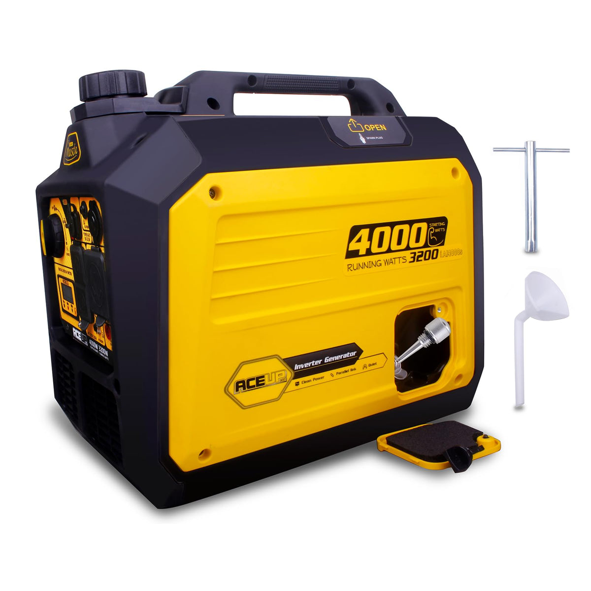 4000W Portable Inverter Generator, Gas Powered, Quiet