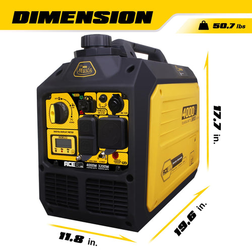 4000W Portable Inverter Generator, Gas Powered, Quiet