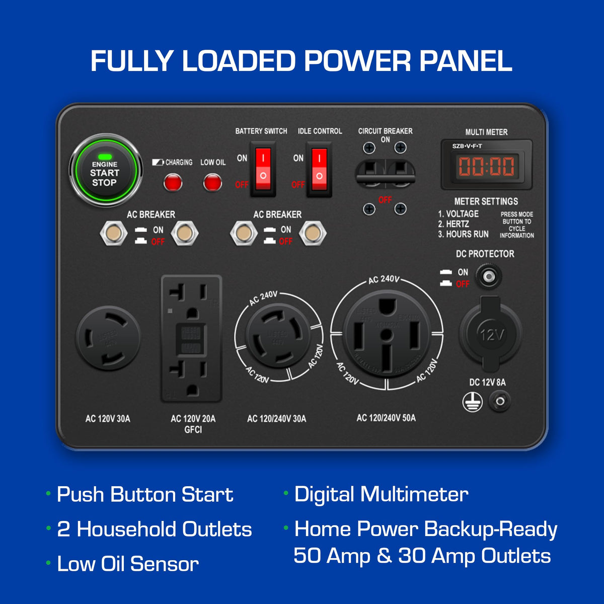 DuroMax XP13000EH 13000W Dual Fuel Portable Generator, Electric Start