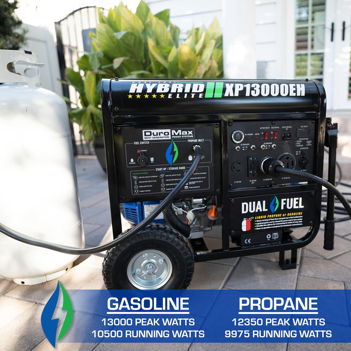 DuroMax XP13000EH 13000W Dual Fuel Portable Generator, Electric Start