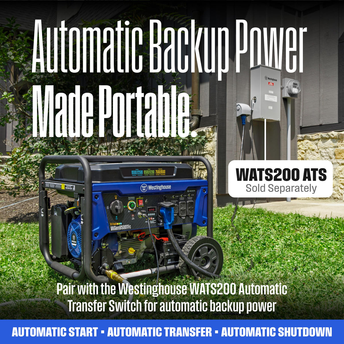 Westinghouse 12500W Tri-Fuel Portable Generator, Remote Start